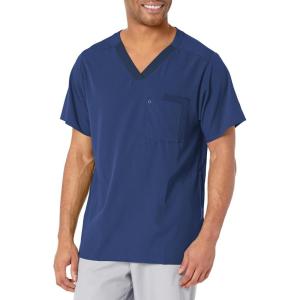 WonderWink Mens Knit Panel V-Neck Scrub Top(Navy)