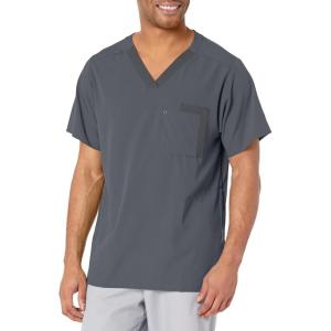 WonderWink Mens Knit Panel V-Neck Scrub Top(Pewter)