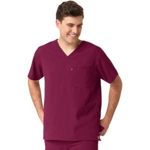 WonderWink Mens Knit Panel V-Neck Scrub Top(Wine)