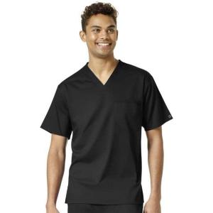 WonderWink Mens Men’s V-Neck Scrub Top(Black)