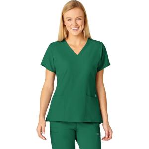WonderWink Women’s Flex-Back Stylized V-Neck Top(Hunter Green)