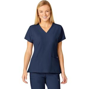 WonderWink Women’s Flex-Back Stylized V-Neck Top(Navy)