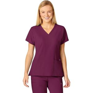 WonderWink Women’s Flex-Back Stylized V-Neck Top(Wine)