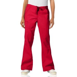 WonderWink Womens Grace Flare Leg Cargo PantMedical Scrubs Pants(Crimson)