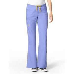 WonderWink Women’s Scrubs Romeo Six-Pocket Flare Leg Pant – XS-5XL, 6 Pockets, Elastic Waistband with Convertible Drawstring(Ceil Blue)