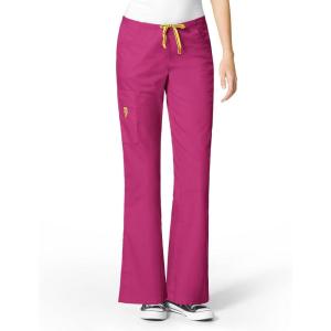 WonderWink Women’s Scrubs Romeo Six-Pocket Flare Leg Pant – XS-5XL, 6 Pockets, Elastic Waistband with Convertible Drawstring(Hot Pink)