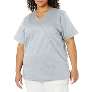 WonderWink Women’s Wonderwork Women’s Mock Wrap Scrub Top(Grey)