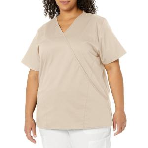 WonderWink Women’s Wonderwork Women’s Mock Wrap Scrub Top(Khaki)