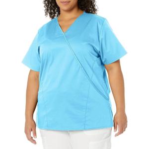 WonderWink Women’s Wonderwork Women’s Mock Wrap Scrub Top(Light Turquoise)