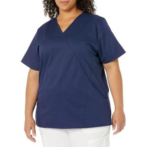 WonderWink Women’s Wonderwork Women’s Mock Wrap Scrub Top(Navy)