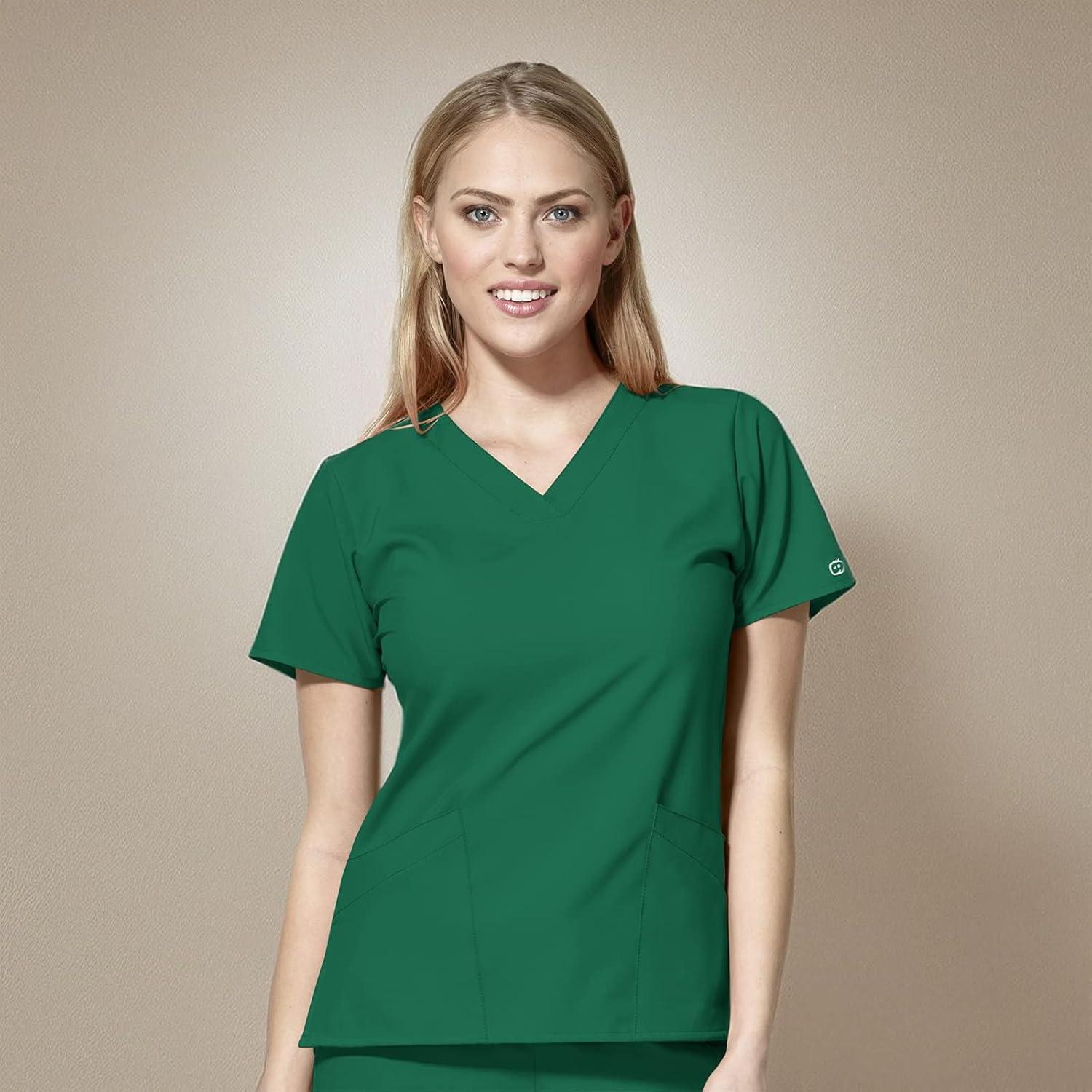 imageWink Scrubs for Women W123 Classic VNeck Tops with 2 PocketsHunter Green
