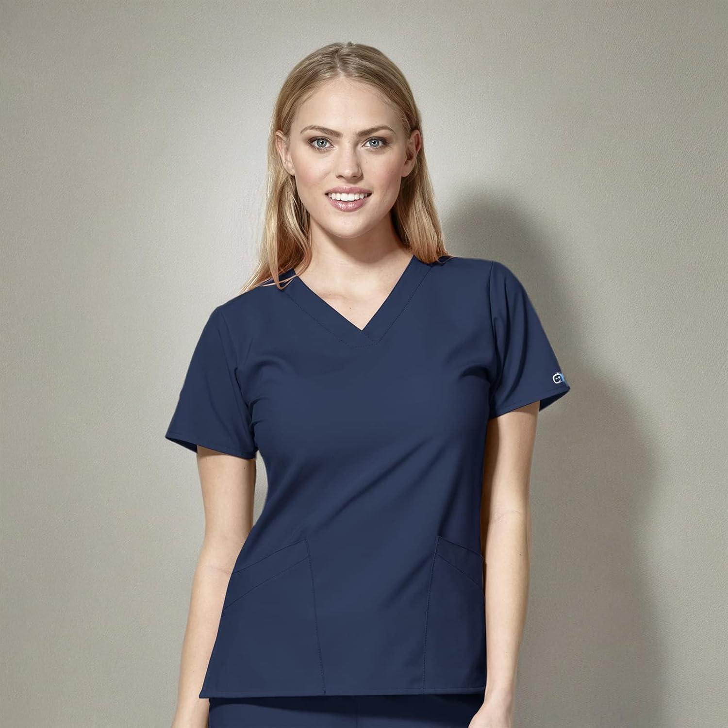 imageWink Scrubs for Women W123 Classic VNeck Tops with 2 PocketsNavy