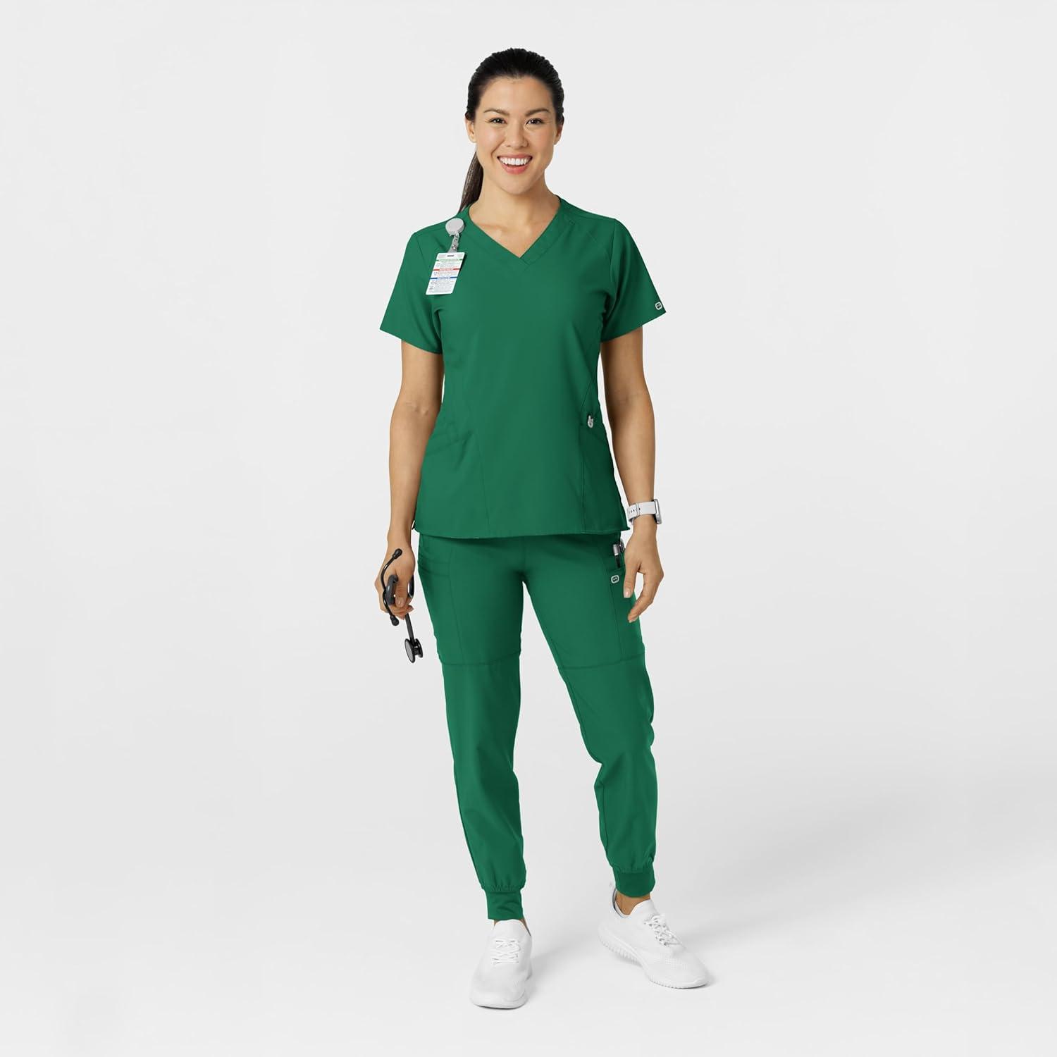 imageWomens Comfort Waist Cargo Jogger Scrub Pant Red SHunter Green