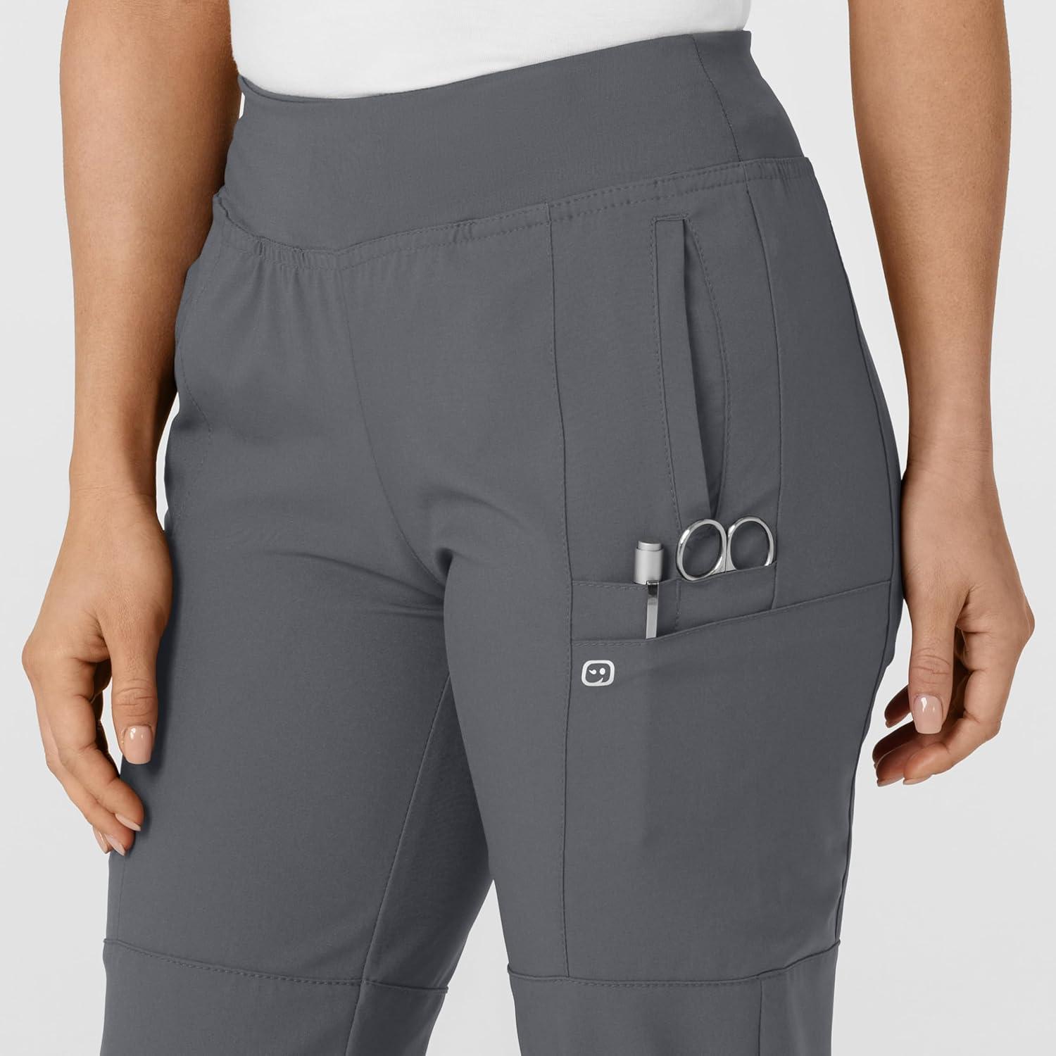 imageWomens Comfort Waist Cargo Jogger Scrub Pant Red SPewter