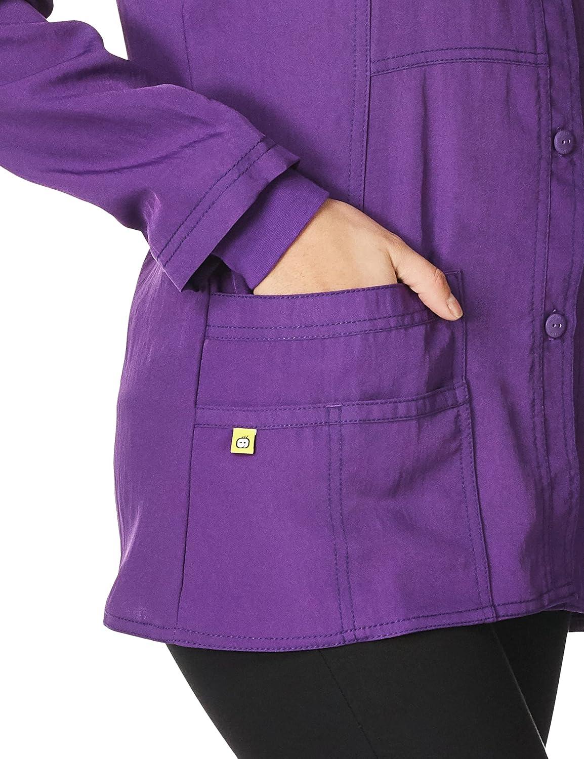 imageWonderWink Womens FourStretch Sporty Button Front Scrub JacketElectric Violet