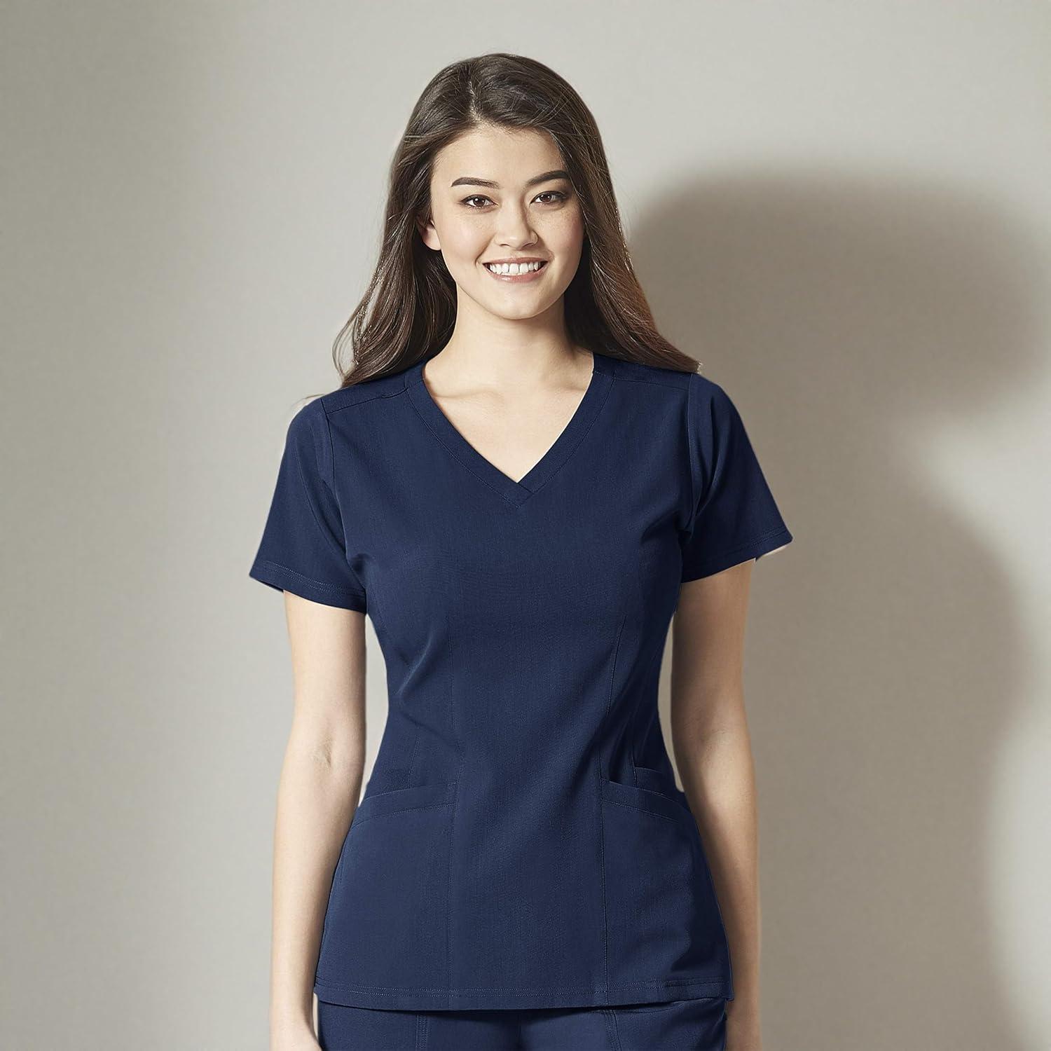 imageWonderWink Womens Womens Flex Back VNeck Scrub TopNavy