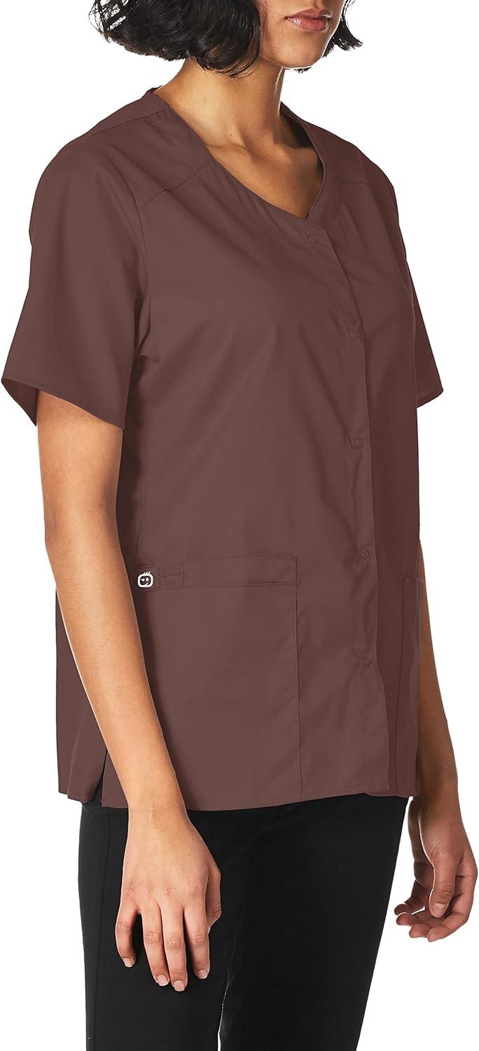imageWonderWink Womens Wonderwork Short Sleeve Snap JacketChocolate