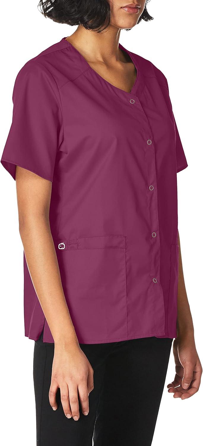imageWonderWink Womens Wonderwork Short Sleeve Snap JacketWine