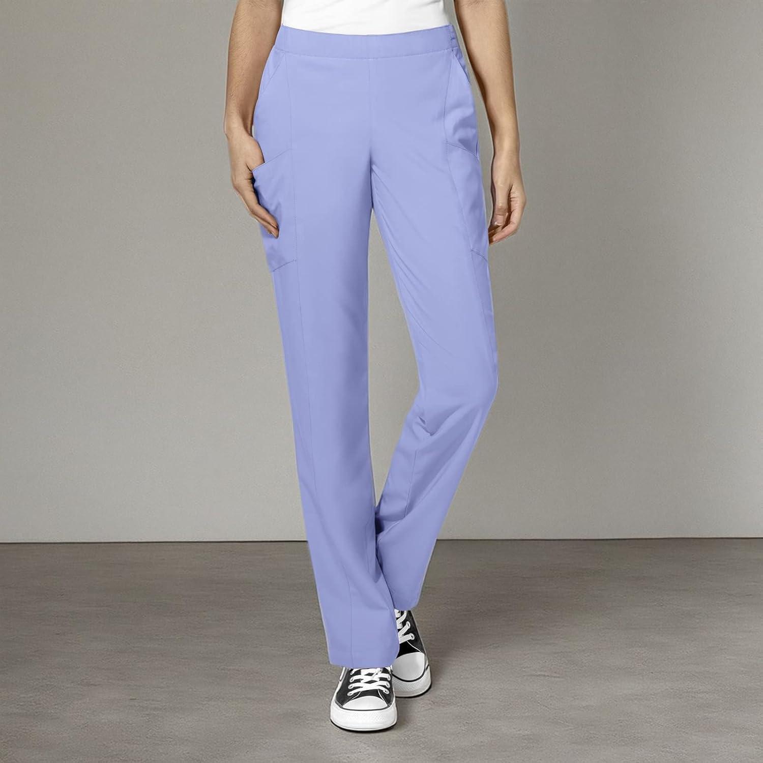 imageWonderWink womens Womens Flat Front Cargo Scrub PantCeil Blue