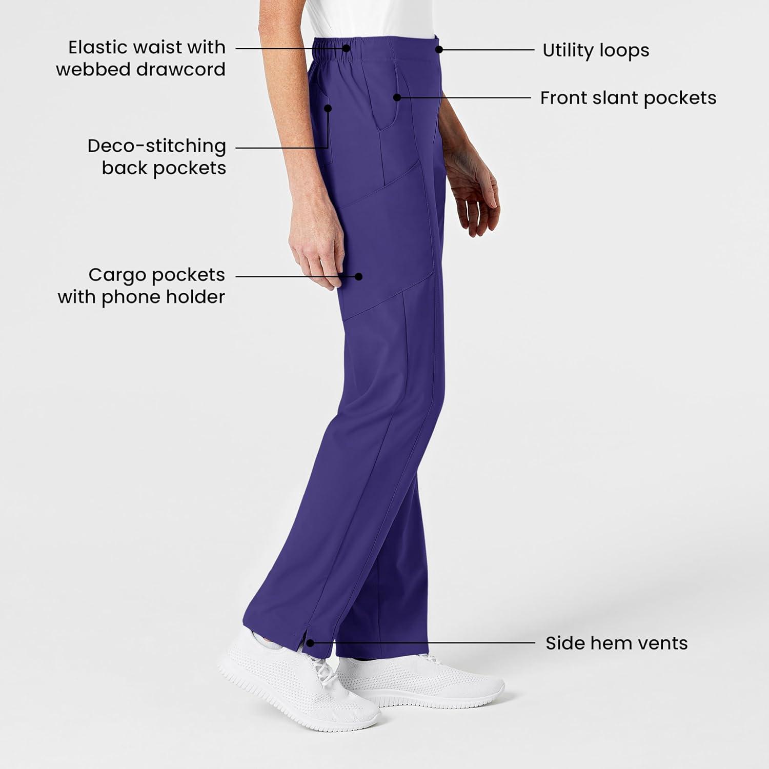 imageWonderWink womens Womens Flat Front Cargo Scrub PantGrape