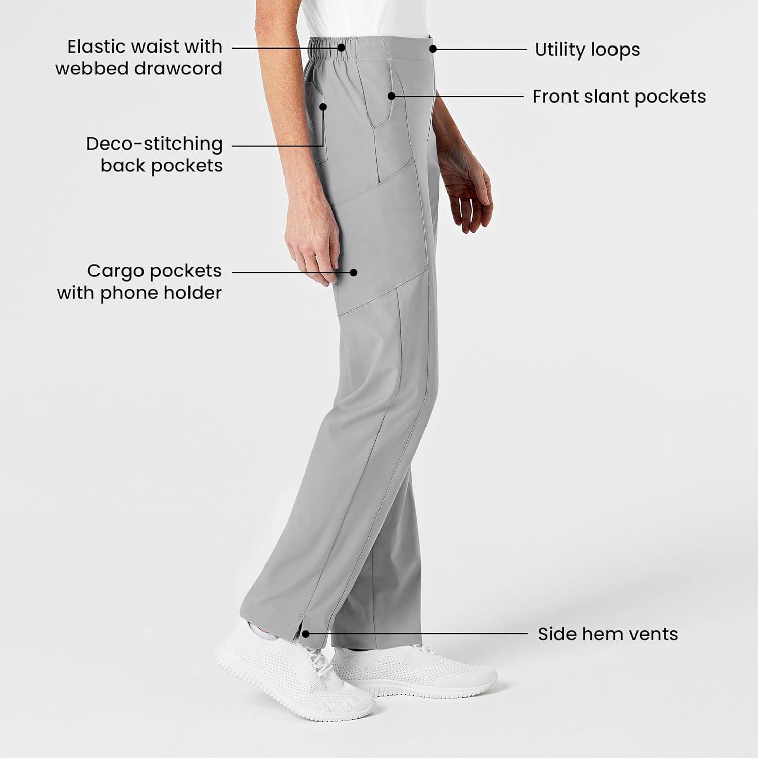 imageWonderWink womens Womens Flat Front Cargo Scrub PantGrey
