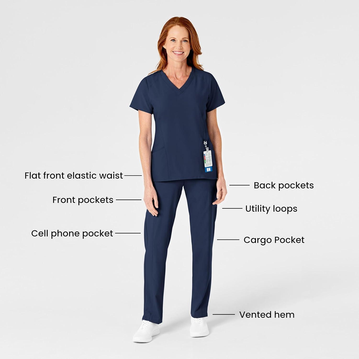 imageWonderWink womens Womens Flat Front Cargo Scrub PantNavy