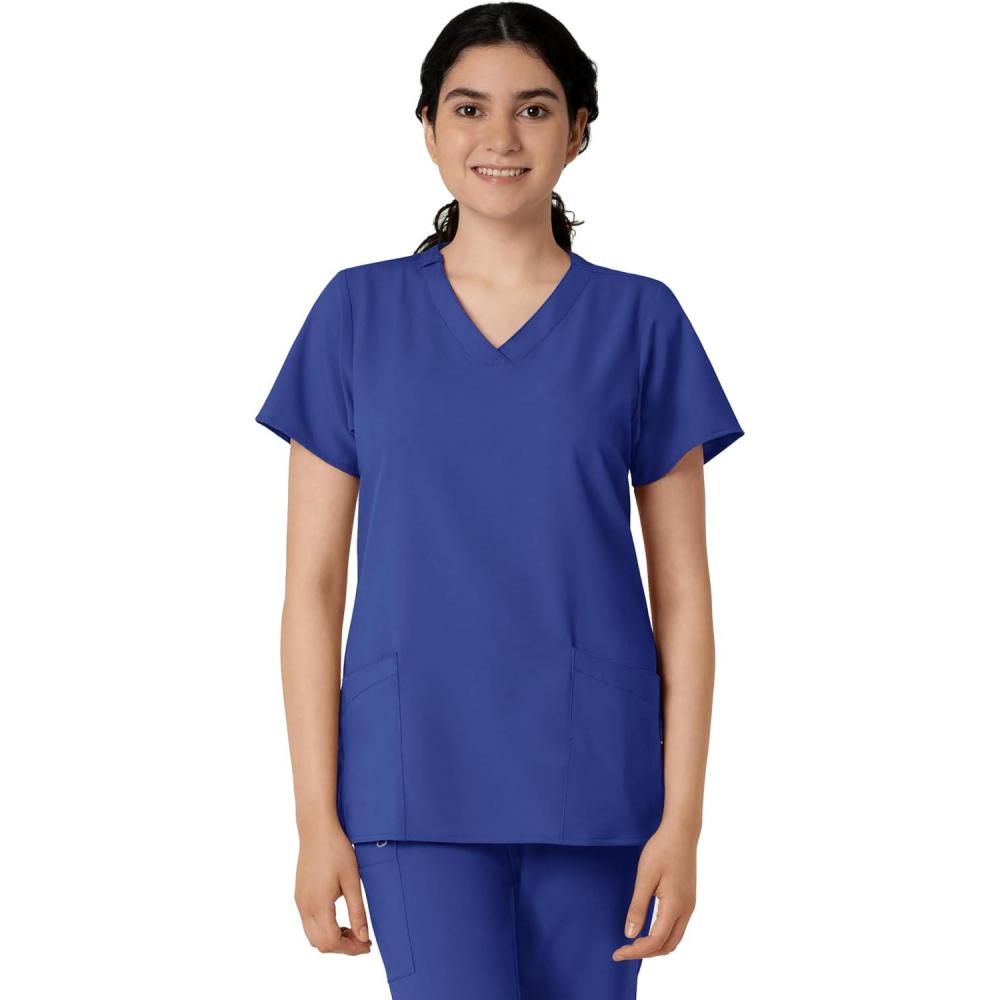 imageWink Scrubs for Women W123 Classic VNeck Tops with 2 PocketsGalaxy Blue