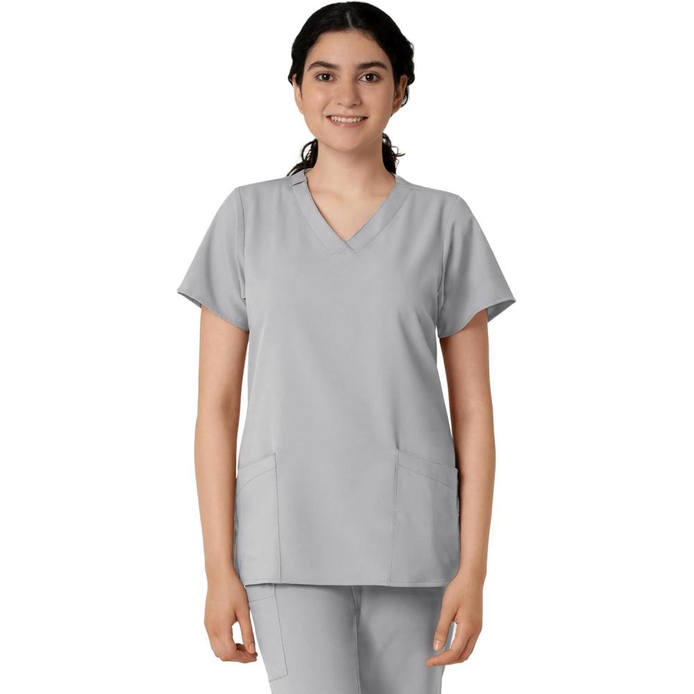 imageWink Scrubs for Women W123 Classic VNeck Tops with 2 PocketsGrey