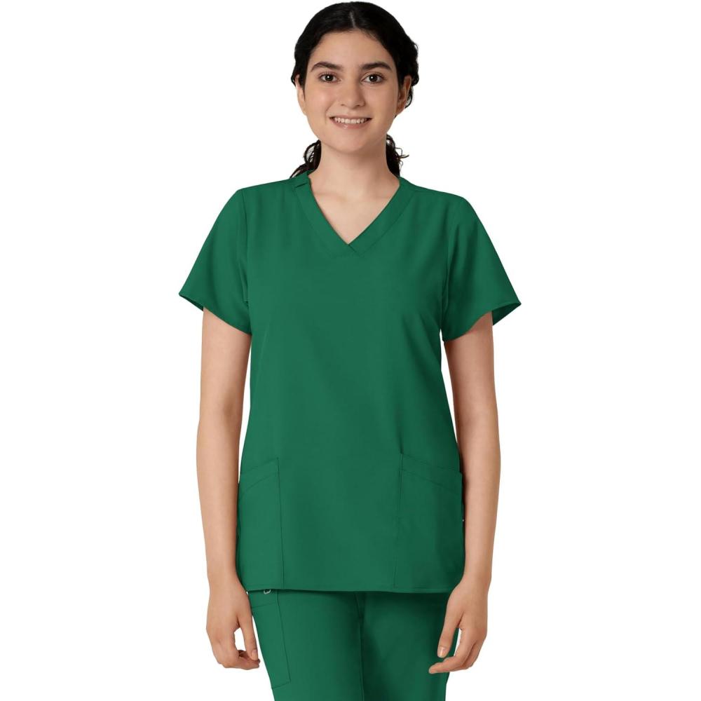 imageWink Scrubs for Women W123 Classic VNeck Tops with 2 PocketsHunter Green