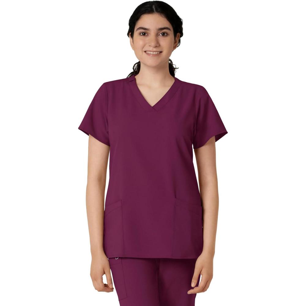 imageWink Scrubs for Women W123 Classic VNeck Tops with 2 PocketsWine