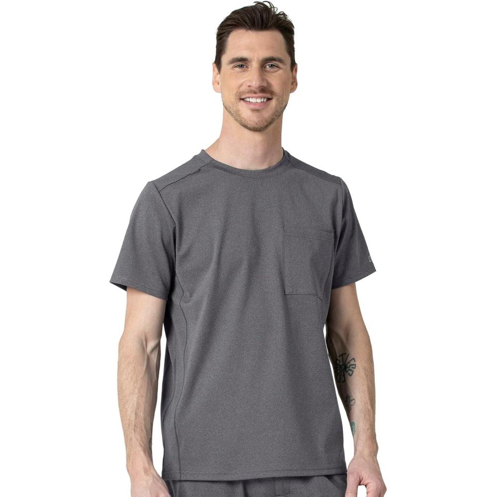 imageWonderWink Mens Mens Moto Knit Crew Neck TopPewter Heather