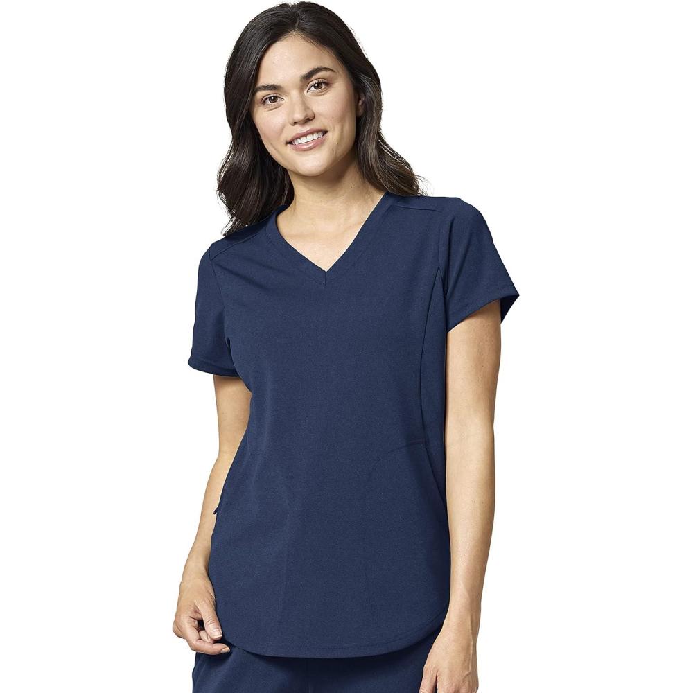imageWonderWink Womens Moto VNeck Scrub TopNavy