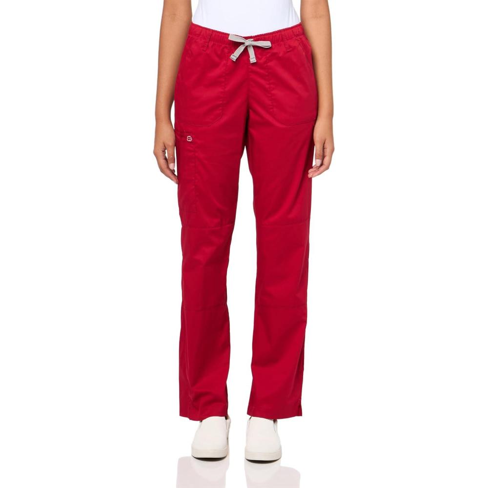 imageWonderWink Womens PetitePlusSize Wonderwork Straight Leg Cargo Scrub PantCardinal