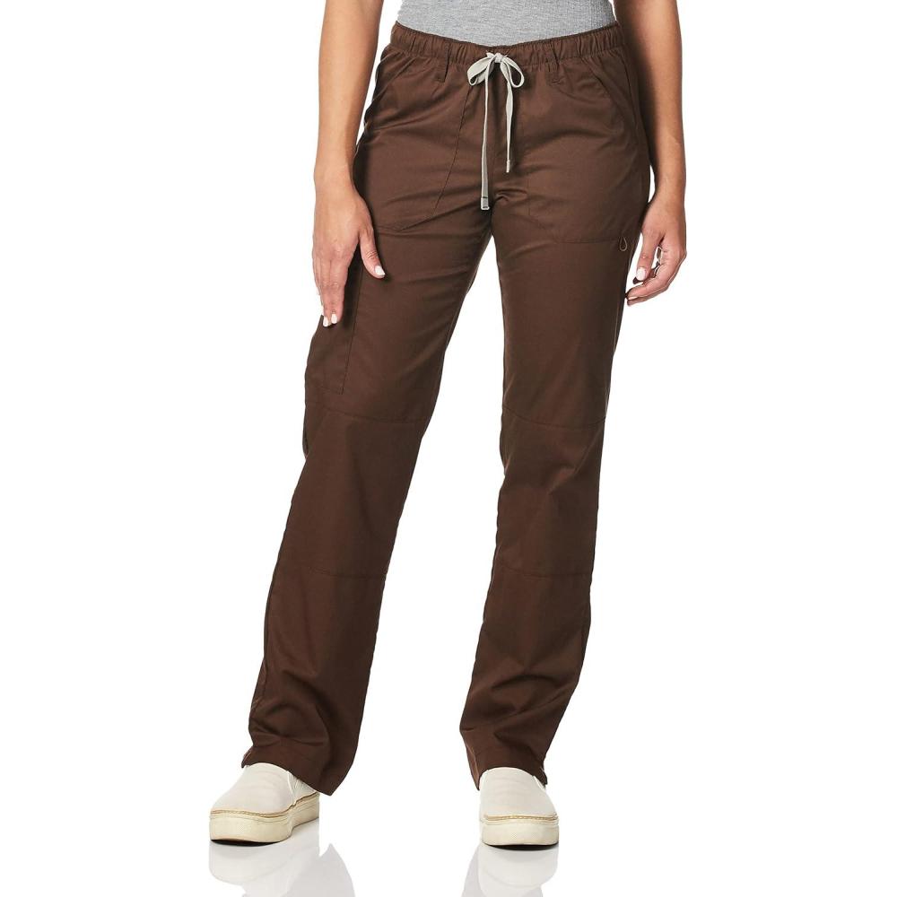 imageWonderWink Womens PetitePlusSize Wonderwork Straight Leg Cargo Scrub PantChocolate