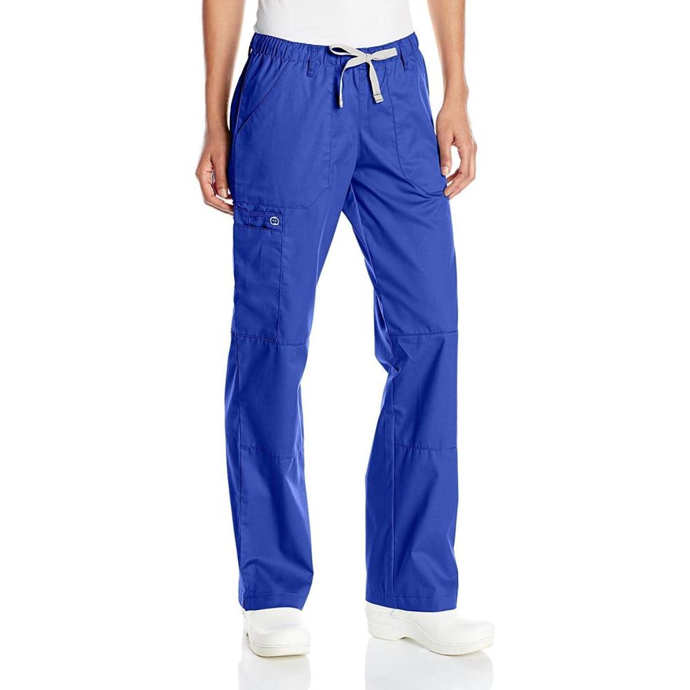 imageWonderWink Womens PetitePlusSize Wonderwork Straight Leg Cargo Scrub PantGalaxy Blue