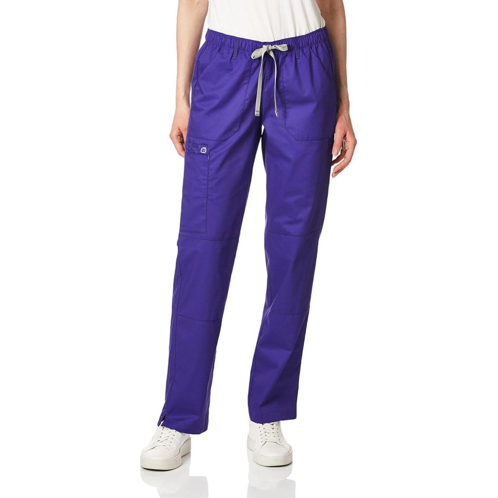 imageWonderWink Womens PetitePlusSize Wonderwork Straight Leg Cargo Scrub PantGrape