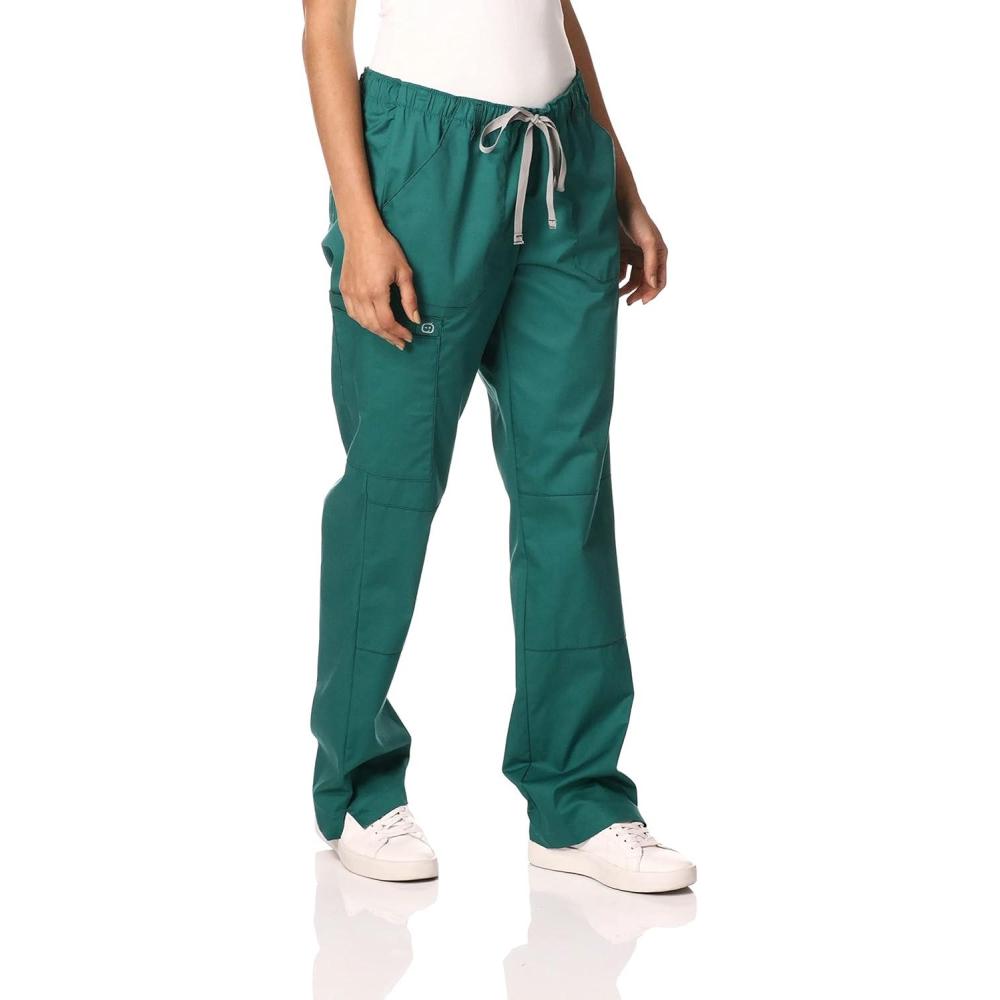 imageWonderWink Womens PetitePlusSize Wonderwork Straight Leg Cargo Scrub PantHunter