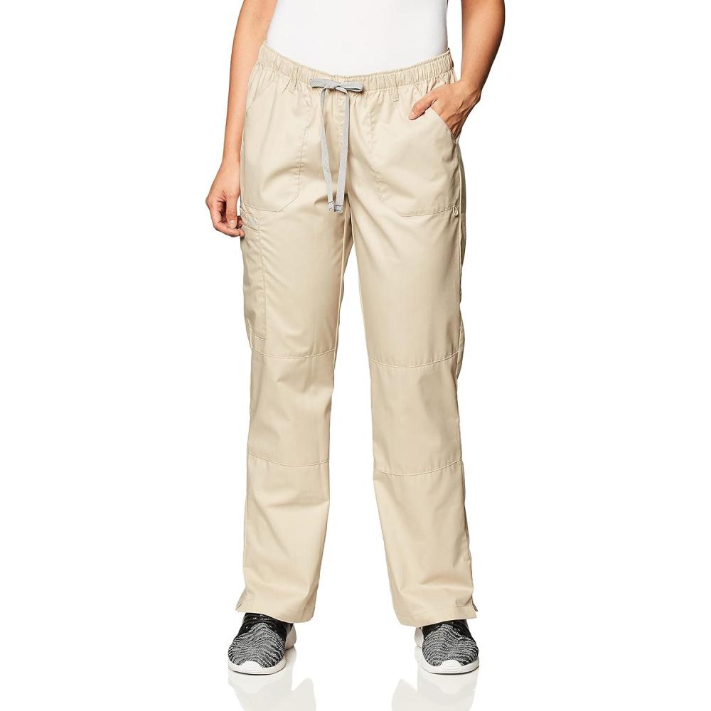 imageWonderWink Womens PetitePlusSize Wonderwork Straight Leg Cargo Scrub PantKhaki