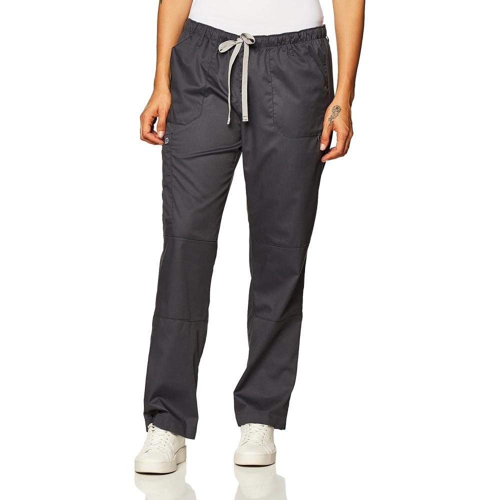 imageWonderWink Womens PetitePlusSize Wonderwork Straight Leg Cargo Scrub PantPewter