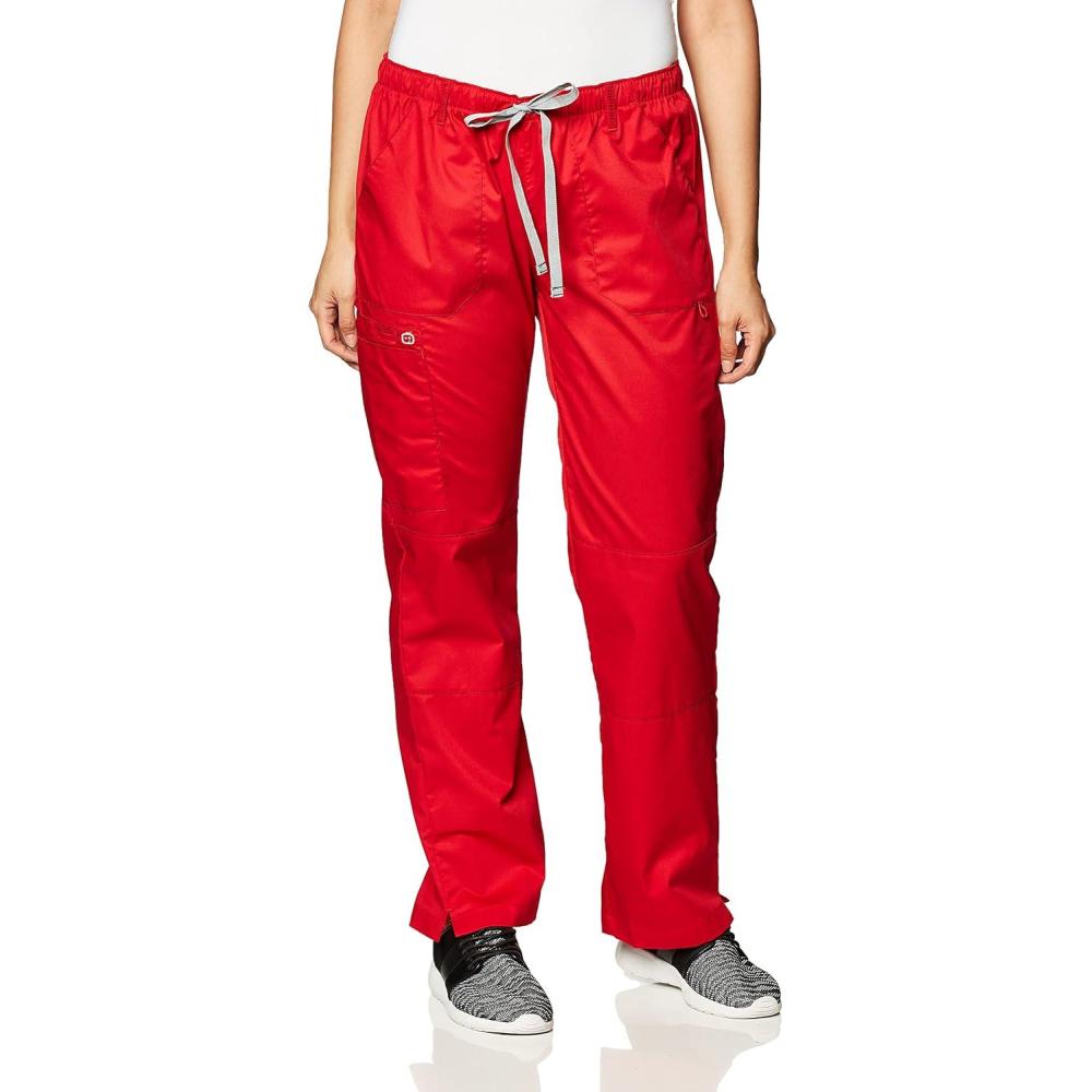 imageWonderWink Womens PetitePlusSize Wonderwork Straight Leg Cargo Scrub PantRed