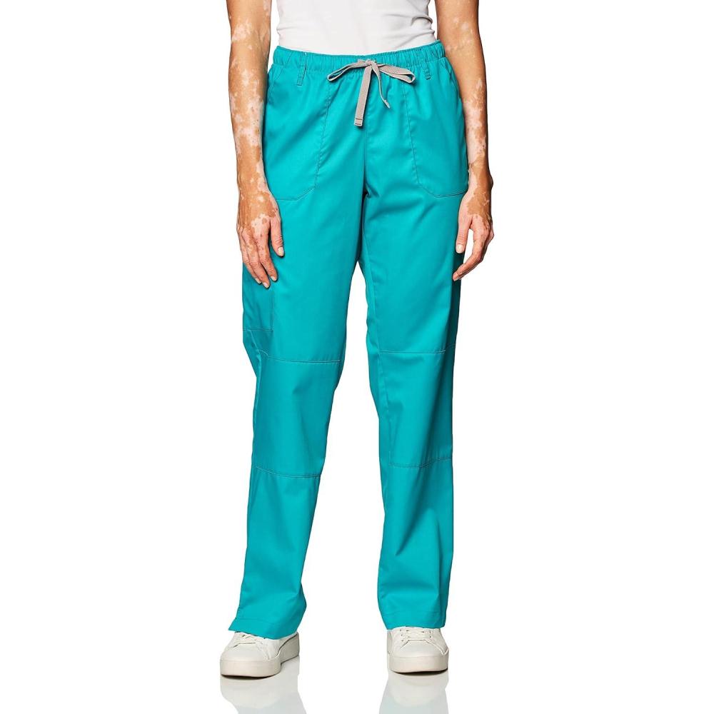 imageWonderWink Womens PetitePlusSize Wonderwork Straight Leg Cargo Scrub PantTeal Blue