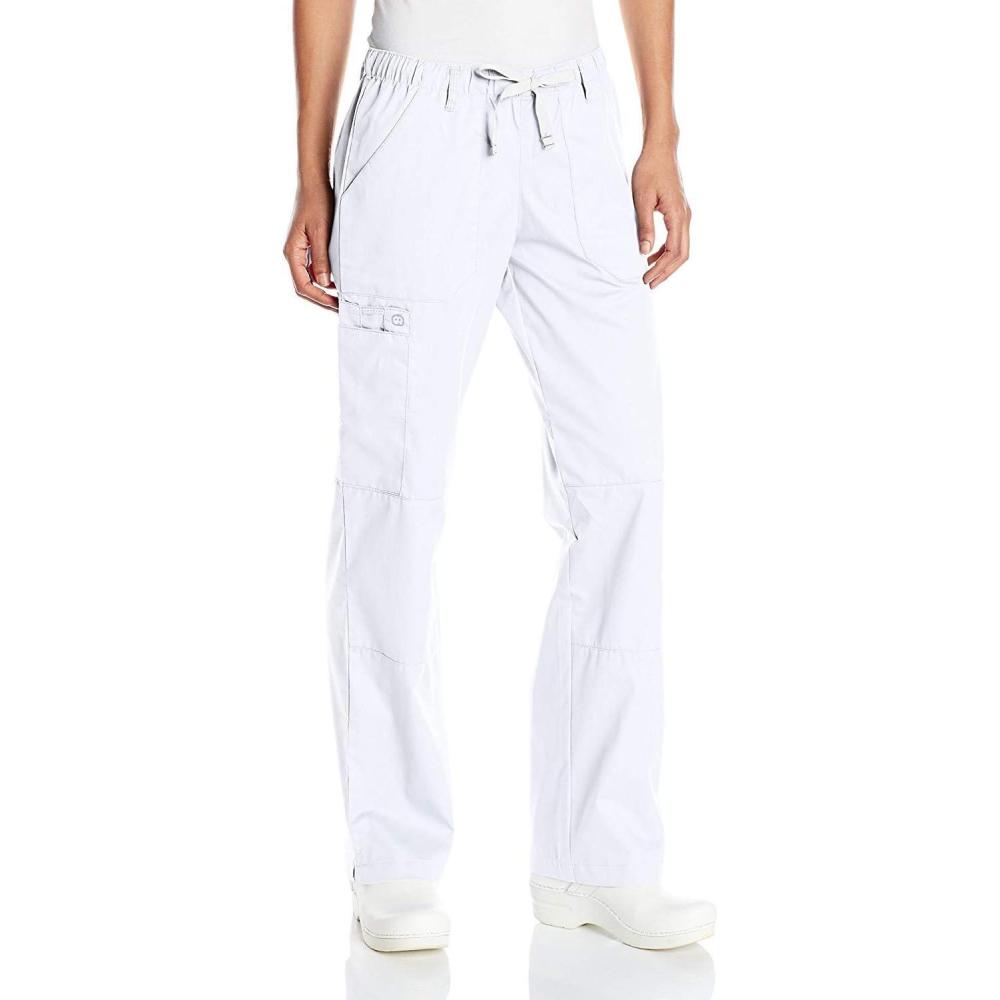 imageWonderWink Womens PetitePlusSize Wonderwork Straight Leg Cargo Scrub PantWhite