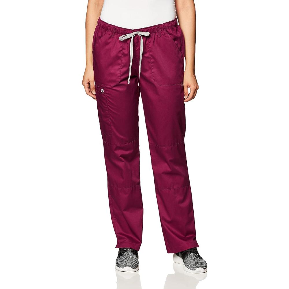imageWonderWink Womens PetitePlusSize Wonderwork Straight Leg Cargo Scrub PantWine