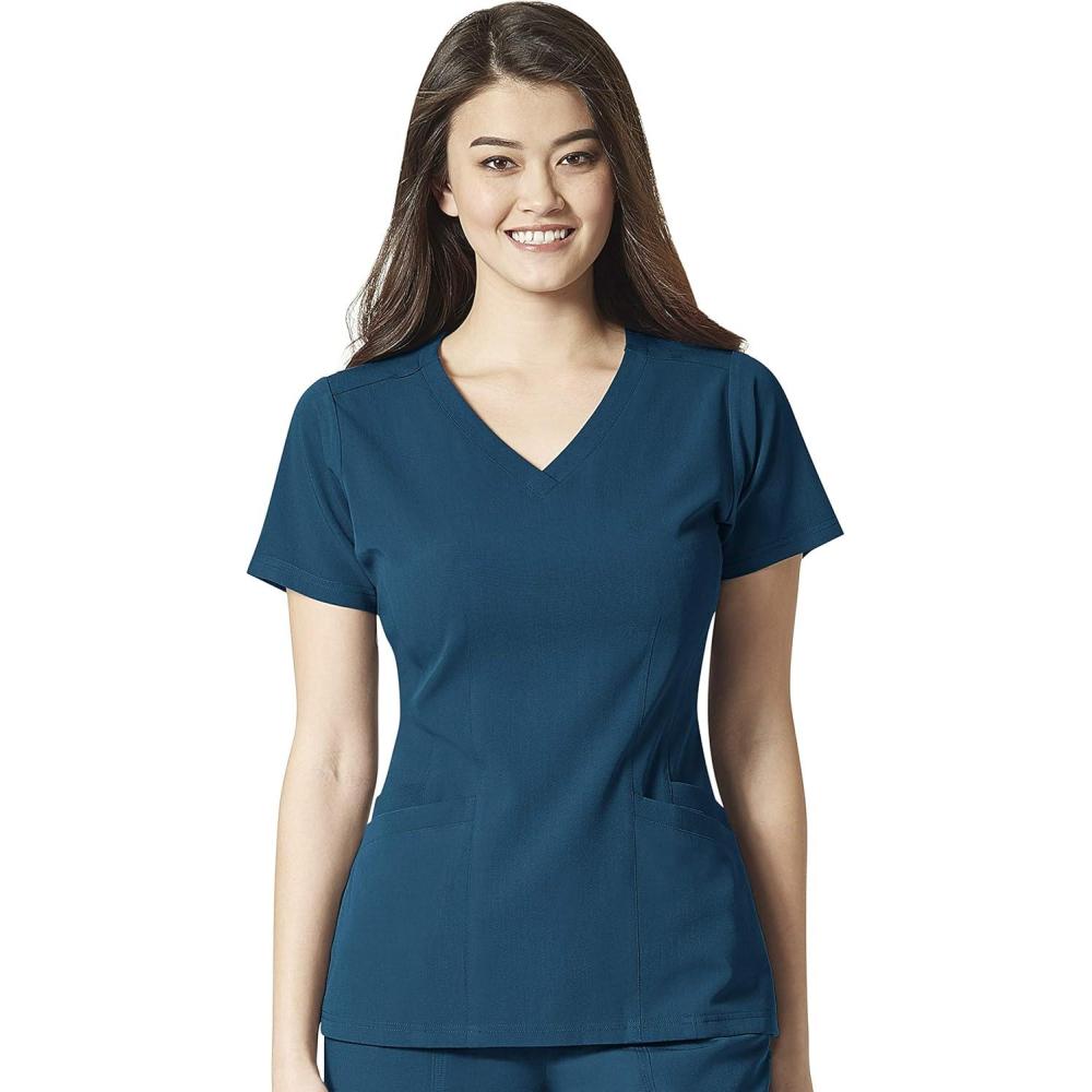 imageWonderWink Womens Womens Flex Back VNeck Scrub TopCaribbean
