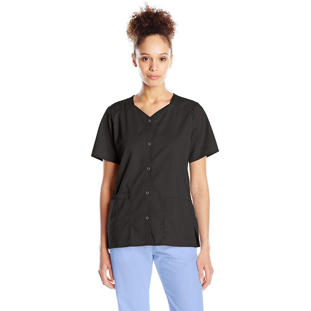 imageWonderWink Womens Wonderwork Short Sleeve Snap JacketBlack