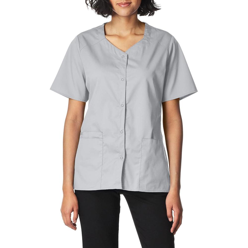 imageWonderWink Womens Wonderwork Short Sleeve Snap JacketGrey