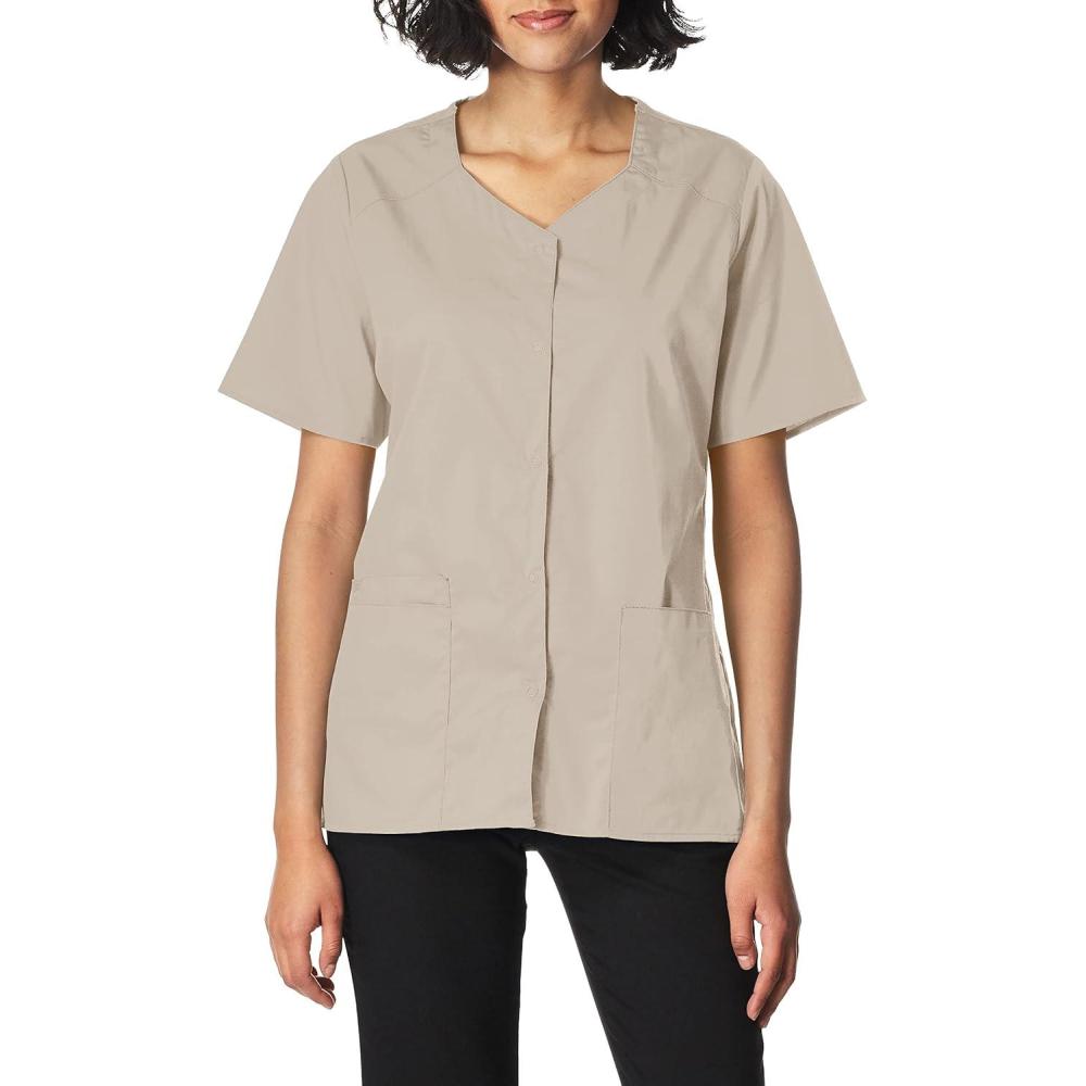 imageWonderWink Womens Wonderwork Short Sleeve Snap JacketKhaki