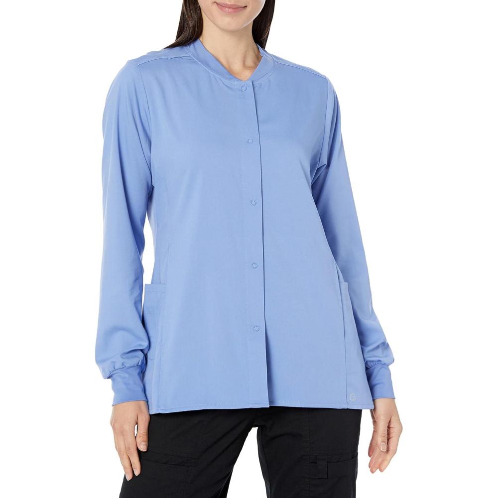 imageWonderWink womens Womens Snap Front Warmup JacketCeil Blue