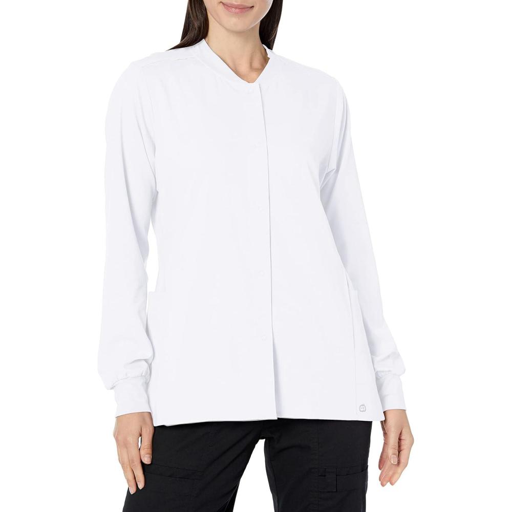 imageWonderWink womens Womens Snap Front Warmup JacketWhite