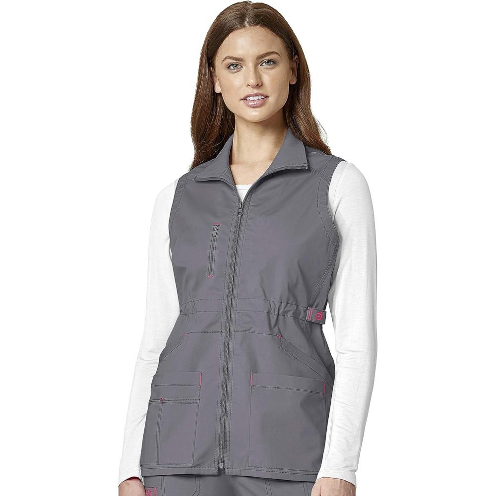 imageWonderWink womens Womens Utility Zip Front Fashion VestVestPewter